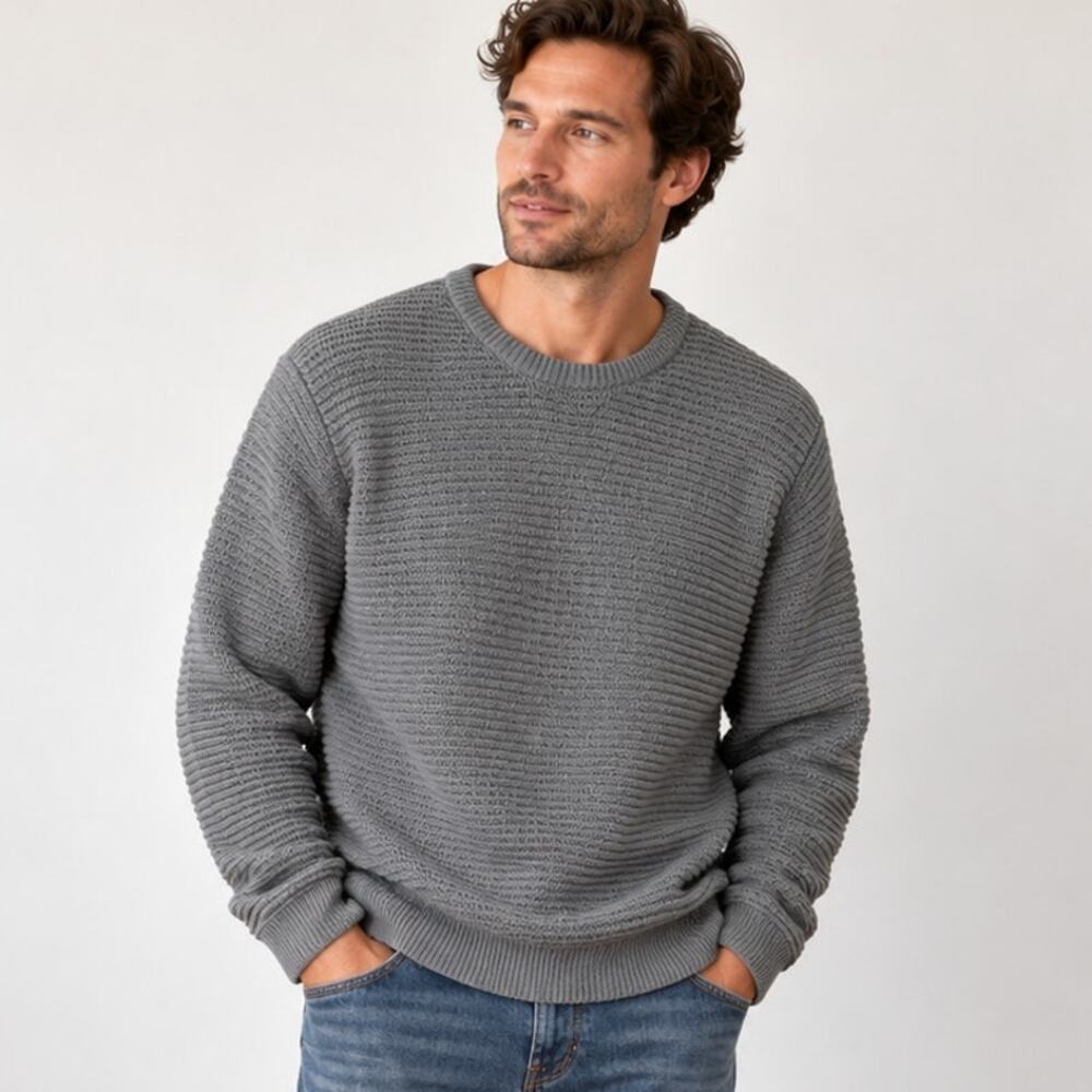OUTERKNOWN Size L Jetlag Crew Sweater Organic Cotton Baby Alpaca Blend Gray